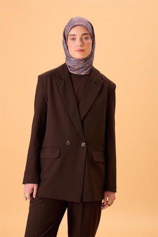 İnce Pamuk Soft Eşarp Mor-Gök Mavi Desenli Tok Duruşlu 90X90