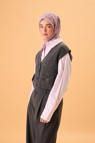 İnce Pamuk Soft Eşarp Pembe-Mavi Lila Desenli Tok Duruşlu 90X90 - Soft Eşarp - | Silk Home