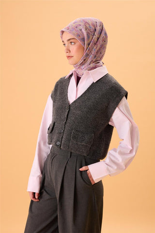 İnce Pamuk Soft Eşarp Pembe-Mavi Lila Desenli Tok Duruşlu 90X90 - Soft Eşarp - | Silk Home