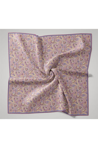 İnce Pamuk Soft Eşarp Pembe-Mavi Lila Desenli Tok Duruşlu 90X90 - Soft Eşarp - | Silk Home