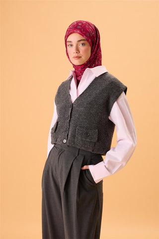 İnce Pamuk Soft Eşarp Fuşya-Çilek Kırmızısı Desenli Tok Duruşlu 90X90 - Soft Eşarp - | Silk Home