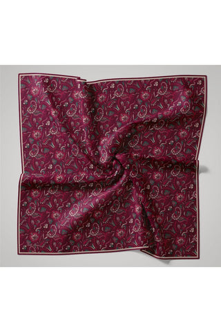 İnce Pamuk Soft Eşarp Fuşya-Çilek Kırmızısı Desenli Tok Duruşlu 90X90 - Soft Eşarp - | Silk Home