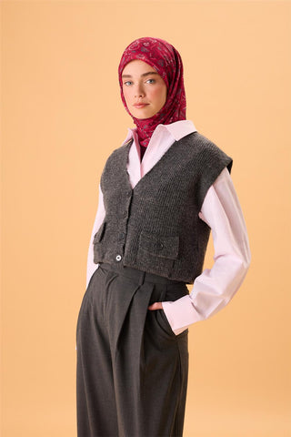 İnce Pamuk Soft Eşarp Fuşya-Çilek Kırmızısı Desenli Tok Duruşlu 90X90