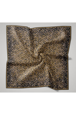 İnce Pamuk Soft Eşarp Antrasit-Bej Geometrik Desenli Tok Duruşlu 90X90