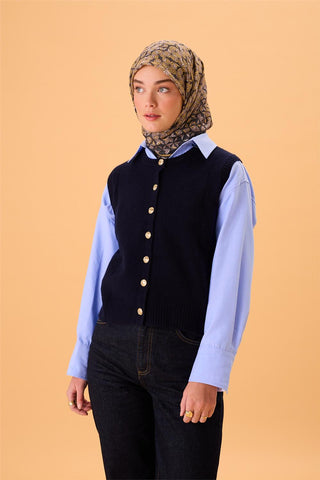 İnce Pamuk Soft Eşarp Antrasit-Bej Geometrik Desenli Tok Duruşlu 90X90