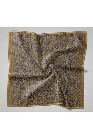 İnce Pamuk Soft Eşarp Hardal Koyu Vizon Gri Sarı Desenli Kaymaz Dokulu Tok Duruşlu 90X90 - Soft Eşarp - | Silk Home