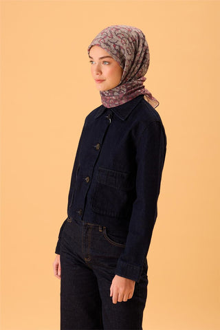 İnce Pamuk Soft Eşarp Gül Kurusu Bordo Koyu Vizon Desenli Kaymaz Dokulu Tok
                Duruşlu 90X90