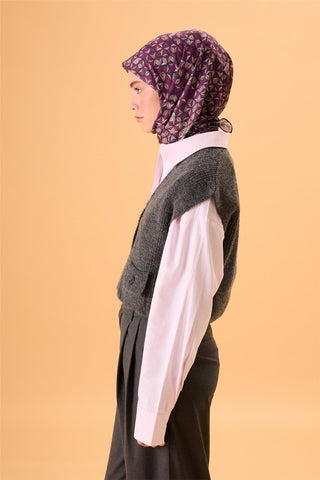 İnce Pamuk Soft Eşarp Antrasit Violet Bej Krem Desenli Kaymaz Dokulu Tok
                Duruşlu 90X90