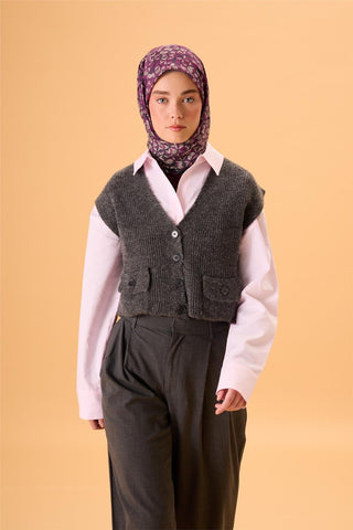 İnce Pamuk Soft Eşarp Antrasit Violet Bej Krem Desenli Kaymaz Dokulu Tok
                Duruşlu 90X90