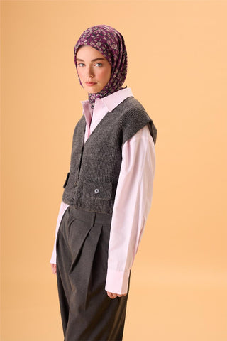 İnce Pamuk Soft Eşarp Antrasit Violet Bej Krem Desenli Kaymaz Dokulu Tok
                Duruşlu 90X90
