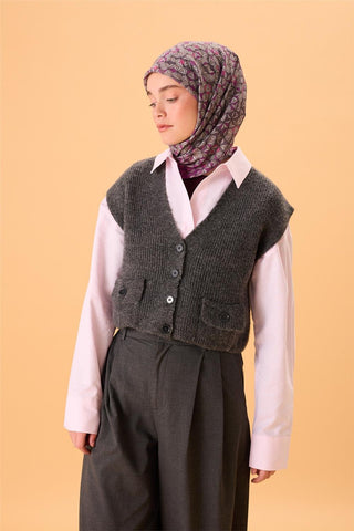 İnce Pamuk Soft Eşarp Violet Koyu Vizon Krem Pembe Desenli Kaymaz Dokulu Tok
                Duruşlu 90X90