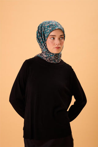 İnce Pamuk Soft Eşarp Antrasit Patina Yeşili Krem Sütlü Kahve Desenli Kaymaz
                Dokulu Tok Duruşlu 90X90