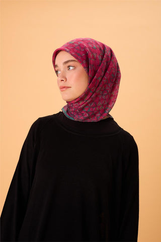 İnce Pamuk Soft Eşarp Fuşya-Koyu Vizon-Yeşil-Zümrüt-Gül Kurusu Desenli Nefes Alan Kaymaz Dokulu 90X90 - Soft Eşarp - | Silk Home