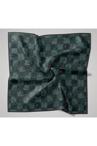 İnce Pamuk Soft Eşarp Lacivert-Koyu Yeşil Desenli Nefes Alan Tok Duruşlu 90X90 - Soft Eşarp - | Silk Home