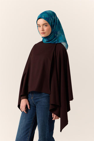 İnce Pamuk Soft Eşarp Lacivert-Turkuaz Desenli Nefes Alan Tok Duruşlu 90X90 - Soft Eşarp - | Silk Home
