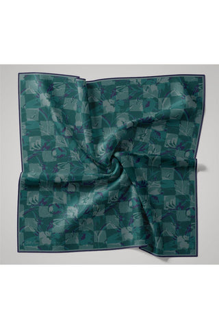 İnce Pamuk Soft Eşarp Lacivert-Turkuaz Desenli Nefes Alan Tok Duruşlu 90X90 - Soft Eşarp - | Silk Home
