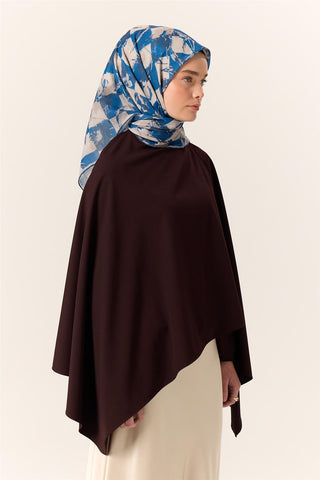 İnce Pamuklu Soft Eşarp Saks-Bej Desenli Nefes Alan Tok Duruşlu 90X90 - Soft Eşarp - | Silk Home