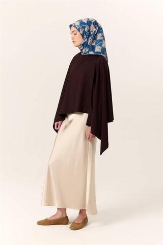İnce Pamuklu Soft Eşarp Saks-Bej Desenli Nefes Alan Tok Duruşlu 90X90 - Soft Eşarp - | Silk Home