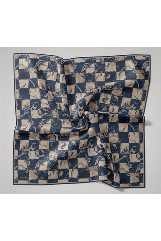 İnce Pamuklu Soft Eşarp Saks-Bej Desenli Nefes Alan Tok Duruşlu 90X90 - Soft Eşarp - | Silk Home