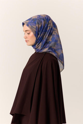 İnce Pamuk Soft Eşarp Civit-Eflatun Desenli Nefes Alan Tok Duruşlu 90X90 - Soft Eşarp - | Silk Home