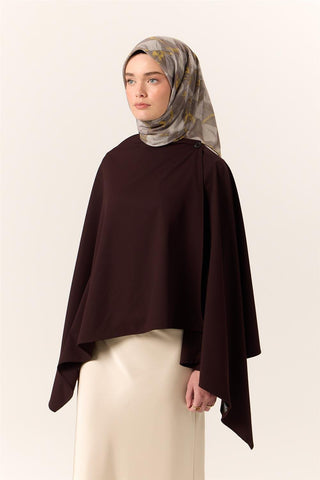 İnce Pamuk Soft Eşarp Vizon-Sarı Yaprak Desenli Nefes Alan Tok Duruşlu 90X90 - Soft Eşarp - | Silk Home