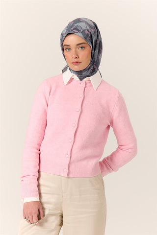 İnce Pamuk Soft Eşarp Gri-Gümüş Desenli Kaymaz Dokulu Tok Duruşlu 90X90 - Soft Eşarp - | Silk Home