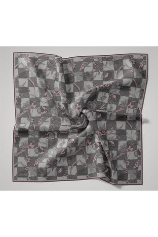 İnce Pamuk Soft Eşarp Gri-Gümüş Desenli Kaymaz Dokulu Tok Duruşlu 90X90 - Soft Eşarp - | Silk Home