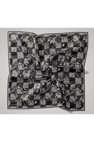 İnce Pamuk Soft Eşarp Siyah-Gri Desenli Kaymaz Dokulu Tok Duruşlu 90X90 - Soft Eşarp - | Silk Home