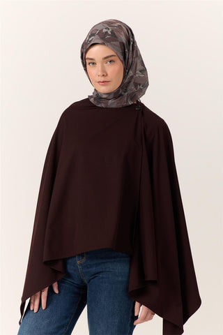 İnce Pamuk Soft Eşarp Kahverengi-Antrasit Desenli Kaymaz Dokulu Tok Duruşlu 90X90 - Soft Eşarp - | Silk Home