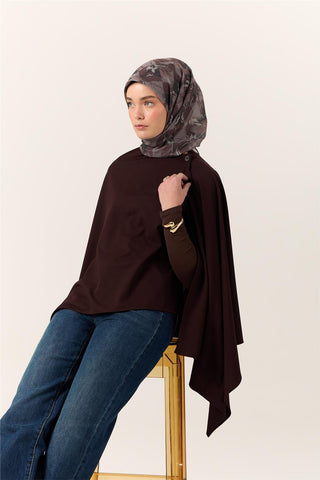 İnce Pamuk Soft Eşarp Kahverengi-Antrasit Desenli Kaymaz Dokulu Tok Duruşlu 90X90 - Soft Eşarp - | Silk Home