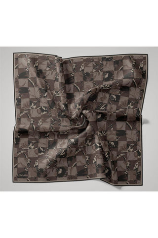 İnce Pamuk Soft Eşarp Kahverengi-Antrasit Desenli Kaymaz Dokulu Tok Duruşlu 90X90 - Soft Eşarp - | Silk Home