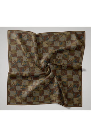 İnce Pamuk Soft Eşarp Kahverengi-Haki Desenli Kaymaz Dokulu Tok Duruşlu 90X90 - Soft Eşarp - | Silk Home