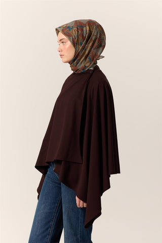 İnce Pamuk Soft Eşarp Kahverengi-Haki Desenli Kaymaz Dokulu Tok Duruşlu 90X90