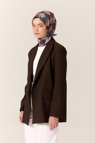 İnce Pamuk Soft Eşarp Turkuaz-Gül Kurusu Desenli Kaymaz Dokulu Tok Duruşlu 90X90 - Soft Eşarp - | Silk Home