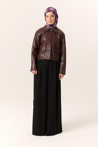 İnce Pamuk Soft Eşarp Mor-Saks Desenli Kaymaz Dokulu Tok Duruşlu 90X90