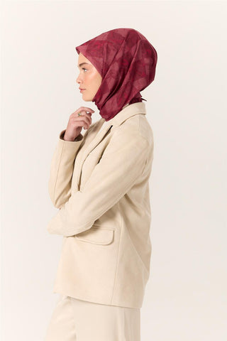 İnce Pamuk Soft Eşarp Vişne-Fuşya Desenli Kaymaz Dokulu Tok Duruşlu 90X90 - Soft Eşarp - | Silk Home