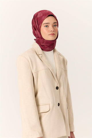 İnce Pamuk Soft Eşarp Vişne-Fuşya Desenli Kaymaz Dokulu Tok Duruşlu 90X90 - Soft Eşarp - | Silk Home