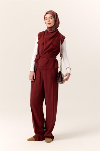İnce Pamuk Soft Eşarp Taba-Bordo Desenli Kaymaz Dokulu Tok Duruşlu 90X90 - Soft Eşarp - | Silk Home