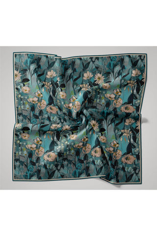 İnce Pamuk Soft Eşarp Gök Mavi-Bebe Mavi Desenli Kaymaz Dokulu Tok Duruşlu 90X90 - Soft Eşarp - | Silk Home