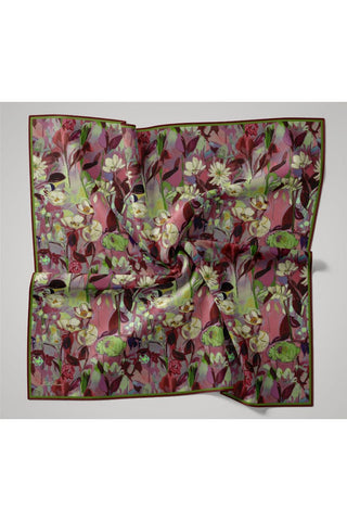 İnce Pamuk Soft Eşarp Narçiçeği-Mint Yeşili Desenli Kaymaz Dokulu Tok Duruşlu 90X90 - Soft Eşarp - | Silk Home