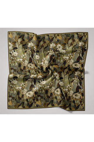 İnce Pamuk Soft Eşarp Haki-Fıstık Yeşili Desenli Kaymaz Dokulu Tok Duruşlu 90X90 - Soft Eşarp - | Silk Home
