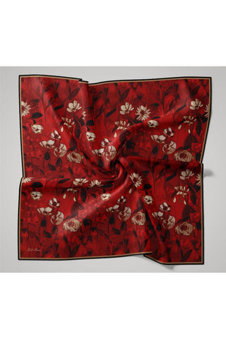 Thin Cotton Soft Scarf, Red-Black Patterned, Non-Slip Texture, Firm Structure, 90x90 cm