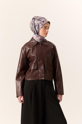 İnce Pamuk Soft Eşarp Pastel Mor-Fuşya Desenli Nefes Alan 90X90