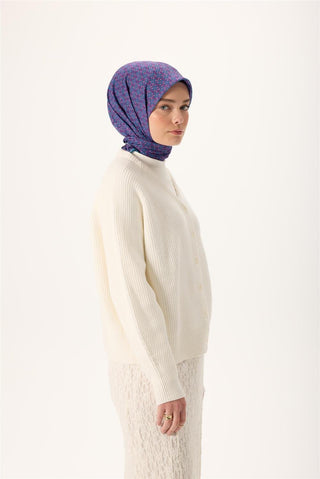 İnce Pamuk Soft Eşarp Mor-Gri-Mavi Düz Desenli Kaymaz Dokulu 90X90 - Soft Eşarp - | Silk Home