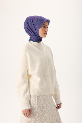 İnce Pamuk Soft Eşarp Mor-Gri-Mavi Düz Desenli Kaymaz Dokulu 90X90 - Soft Eşarp - | Silk Home