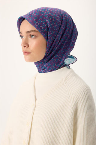 İnce Pamuk Soft Eşarp Mor-Gri-Mavi Düz Desenli Kaymaz Dokulu 90X90 - Soft Eşarp - | Silk Home