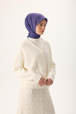 İnce Pamuk Soft Eşarp Mor-Gri-Mavi Düz Desenli Kaymaz Dokulu 90X90