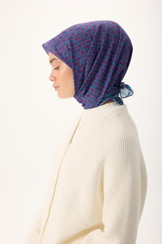 İnce Pamuk Soft Eşarp Mor-Gri-Mavi Düz Desenli Kaymaz Dokulu 90X90