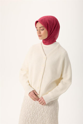 İnce Pamuk Soft Eşarp Fuşya-Gül Kurusu Düz Desenli Kaymaz Dokulu 90X90