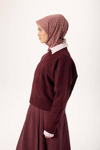 Thin Cotton Soft Scarf, Peach-Anthracite Stone Pattern, Non-Slip Texture, Breathable.
 90x90